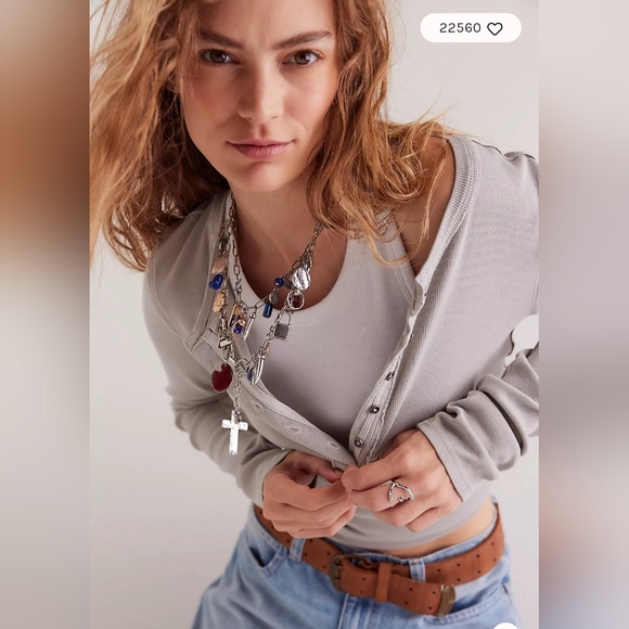 NWT Free People Maxamillian Charm Necklace Cross My Heart - Picture 3 of 10